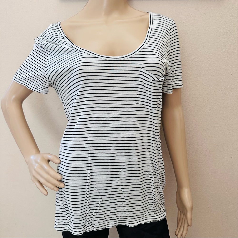 Banana Republic Monochrome Striped Short Sleeve Tee